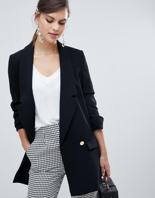 River Island double breasted blazer in black | ASOS