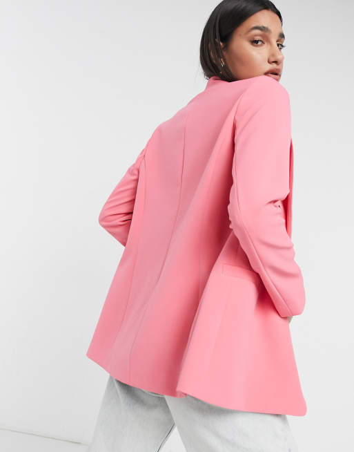 River island pink on sale double breasted blazer