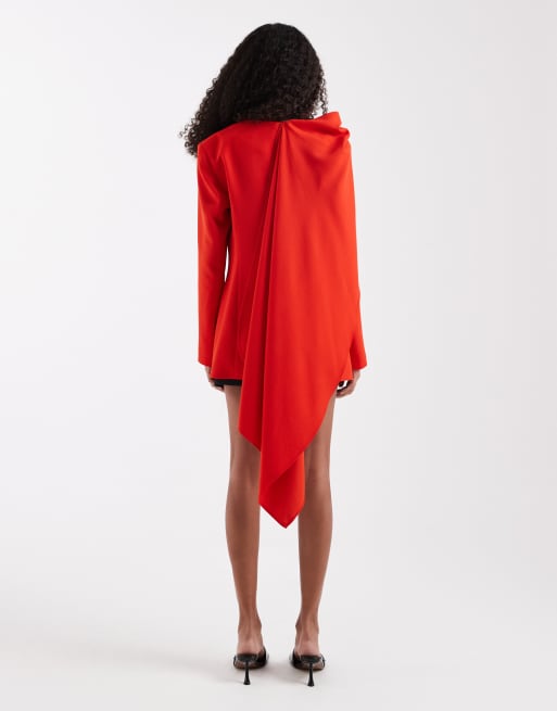 River Island double breasted cape detail blazer in red, 3 of 4