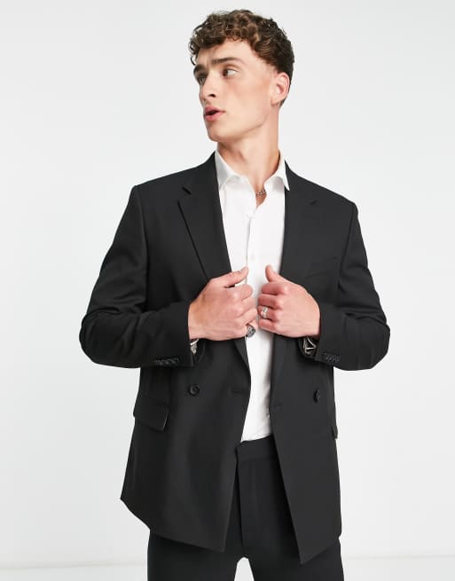 River Island double breasted jacket in black