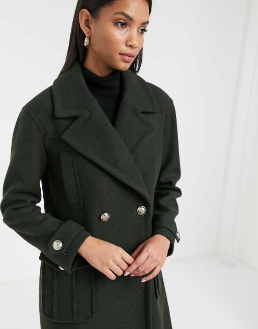 Military style double outlet breasted coat