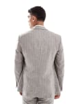 [River Island] River Island double breasted slim linen look suit jacket in grey pinstripe 34R GREY