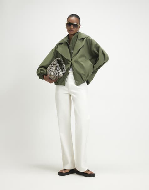 River Island Double layer bubble hem jacket in khaki - view 1