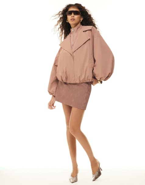 River Island Double layer tech bubble hem jacket in pink - view 1
