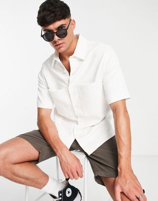 River Island double pocket oversized shirt in white
