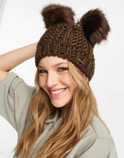 Brown pom store pom hat