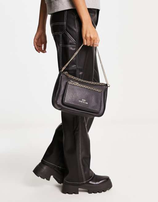 River Island double pouchette crossbody bag in black, 3 of 4