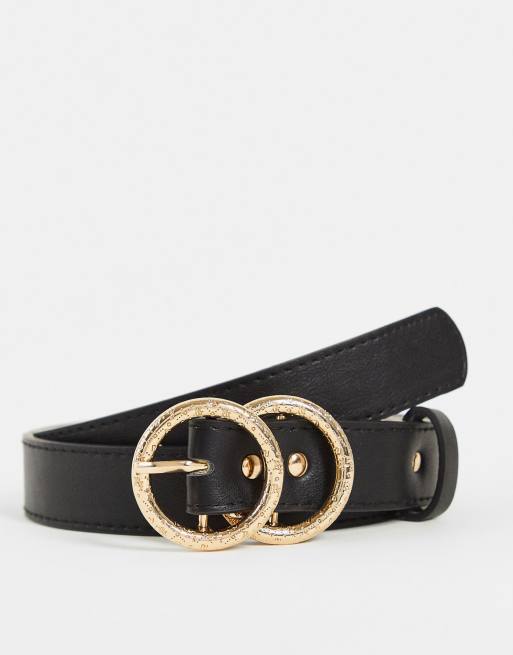 River Island double ring belt in black | ASOS