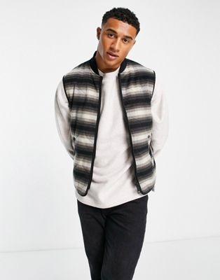 River Island brushed check gilet in brown - ASOS Price Checker
