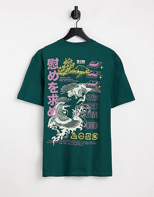 T-Shirts & Vests River Island dragon back print t-shirt in green 