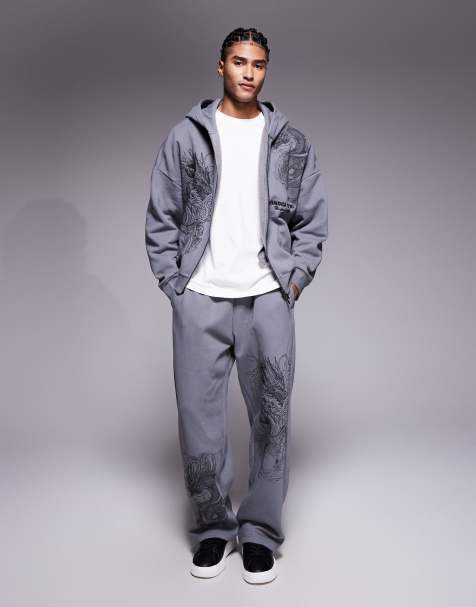 River Island dragon print tracksuit in grey - view 1
