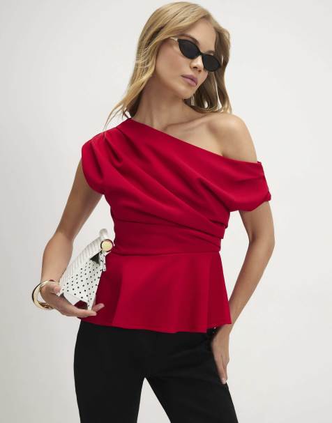 River Island Drape peplum top in red - view 1