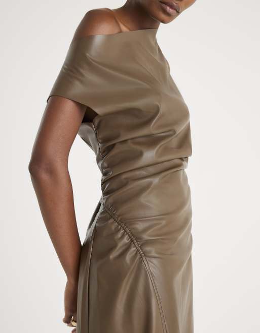boohoo faux leather dress Jessamy Faux Leather Midi Dress main image 1