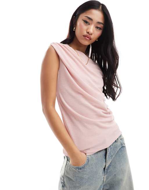 River Island Drape sleeveless top in pink - light