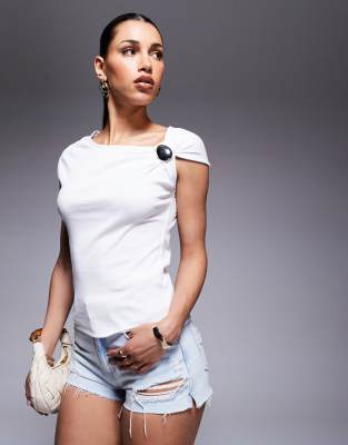 River Island Draped Shoulder Detail T-shirt