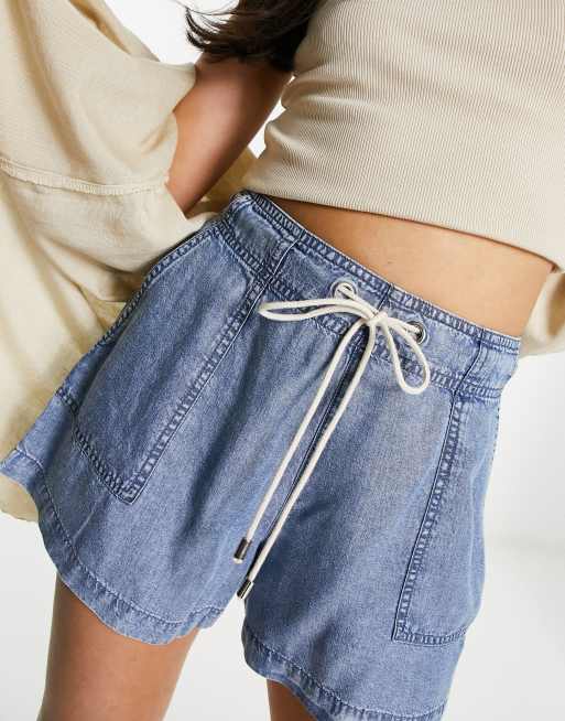 Drawstring blue store jean shorts