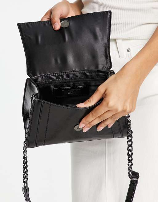 River Island drenched mini tote bag in black