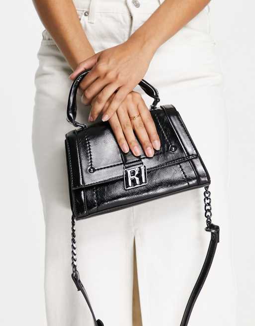 River Island Drenched Mini Tragetasche in Schwarz ASOS