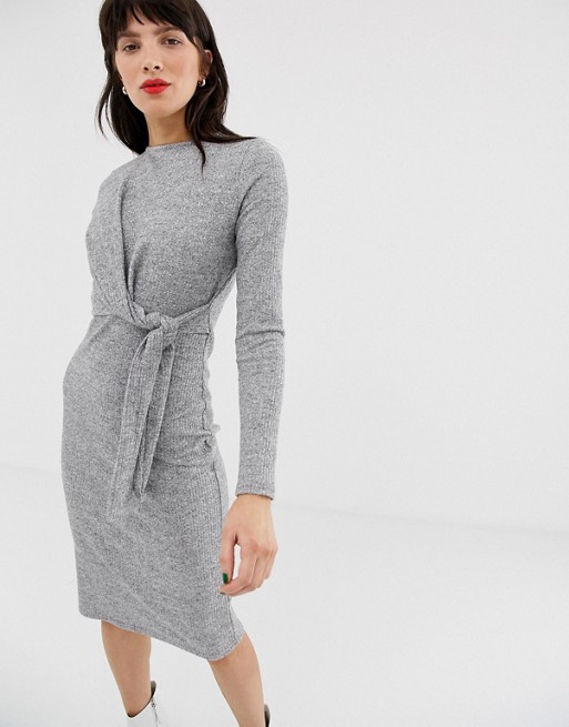 River Island dress with knot front in grey