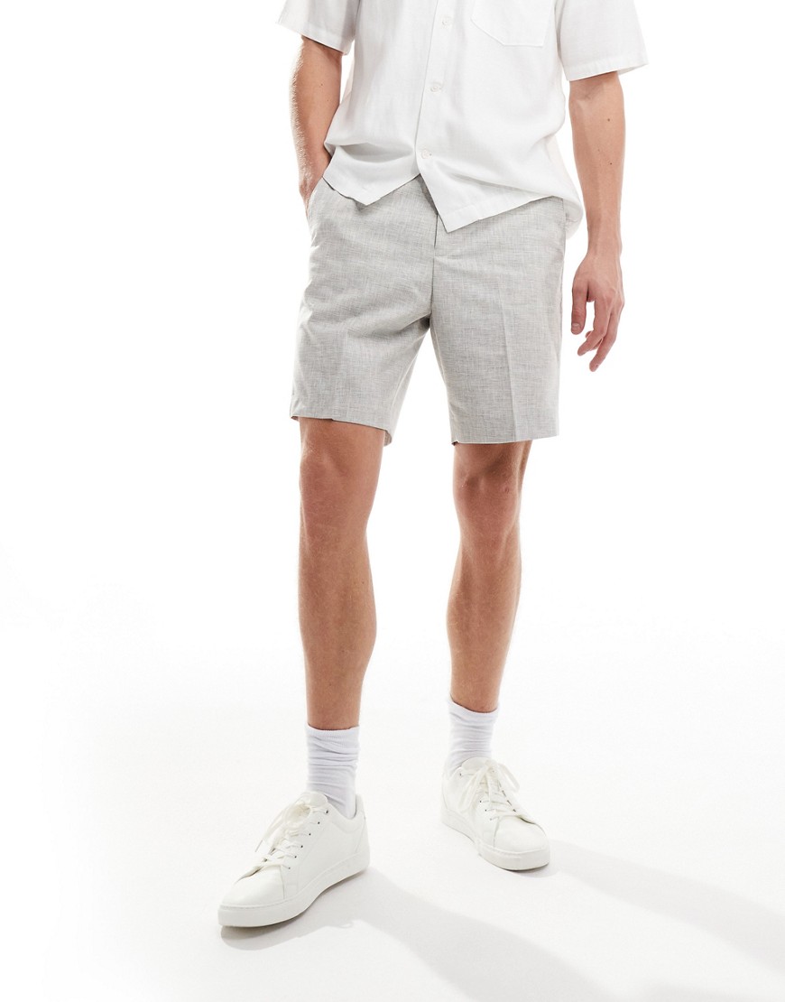 River Island Dressy Textured Shorts In Light Gray