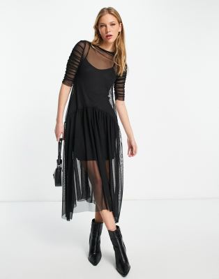 black and mesh dress