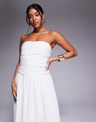 RIVER ISLAND DROPPED WAIST BANDEAU MIDI DRESS 