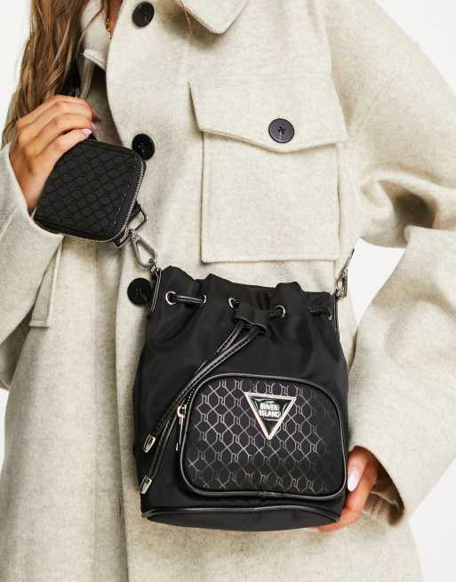River Island - Duffeltas van nylon met dubbel binnenvak in zwart