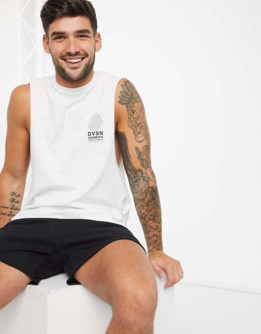 River Island DVSN printed tank in white | ASOS