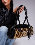 River Island east west shoulder bag in leopard print-Neutral