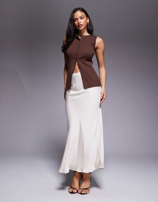 River Island easy maxi skirt in cream