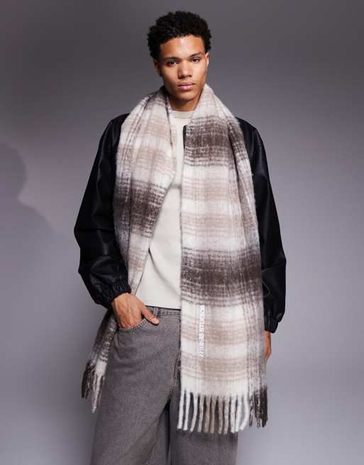 River Island - Écharpe brossée à carreaux - Marron, 3 de 3