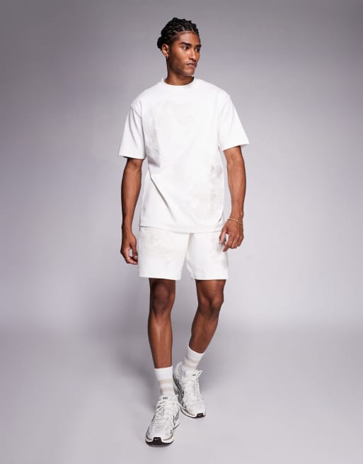 River Island - Ecrufarvet T-shirt med dragebroderi - Del af sæt, 2 af 4
