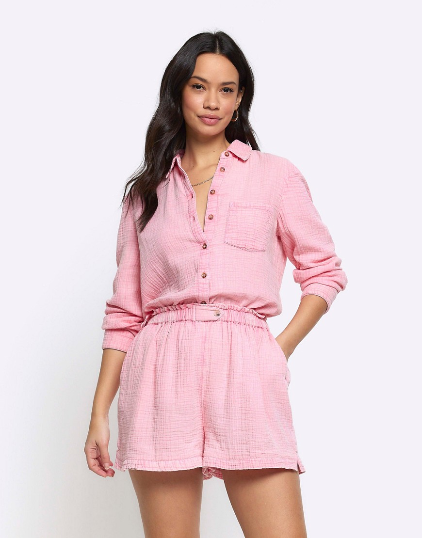 River Island Elasticated shorts in pink - light