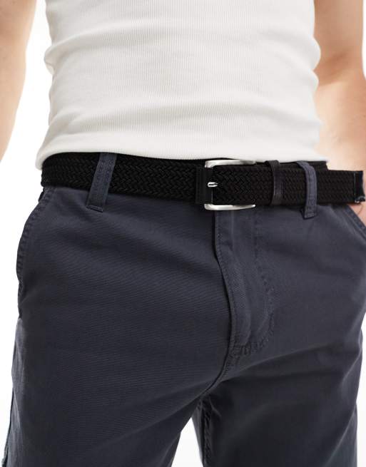 River Island – Elastischer Webgürtel in Schwarz