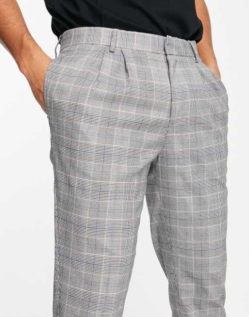 River Island – Eleganckie zwężane spodnie w szarą kratę, 3 z 4