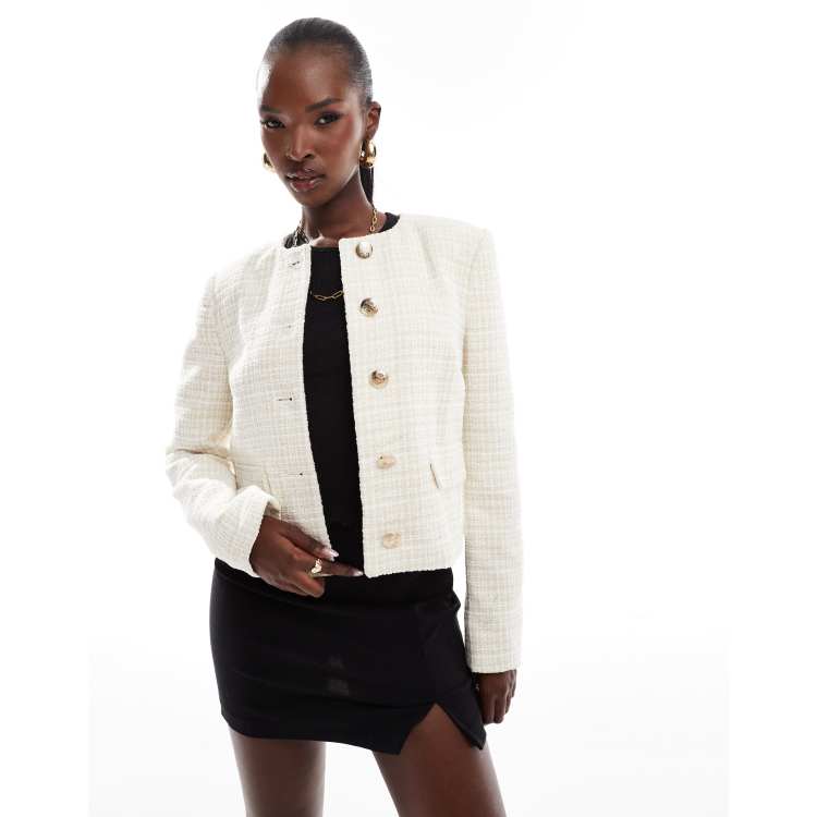 Bouclé Jacke Zara Kurze Jacke ZARA Cropped Bouclé-Jacke In Pink