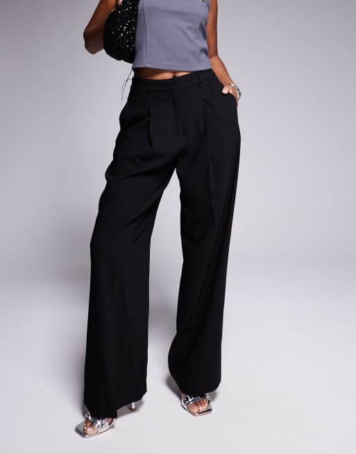 River Island - Elegante broek met wijde pijpen in zwart, 3 van 5
