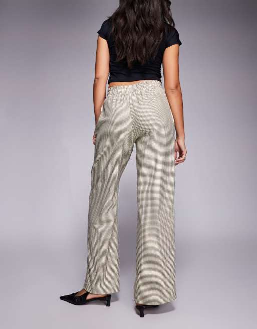 River Island - Elegante geruite joggingbroek in beige, 3 van 5