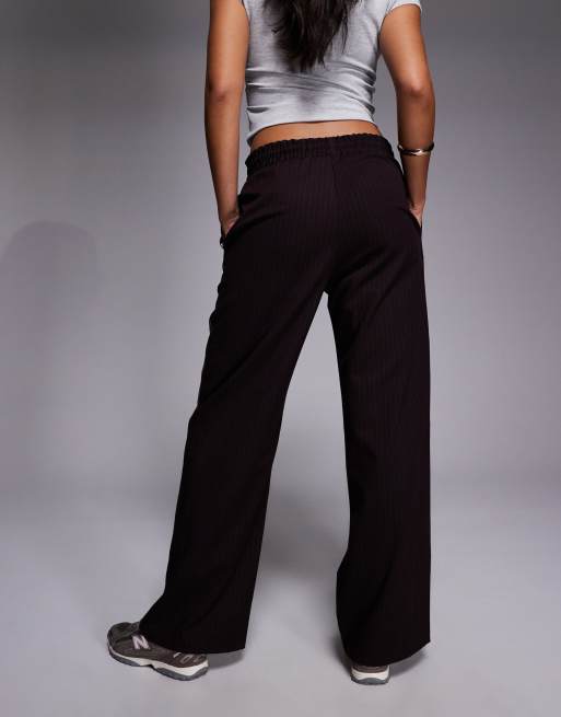 River Island - Elegante geruite joggingbroek met krijtstreep in donkerrood, 5 van 5
