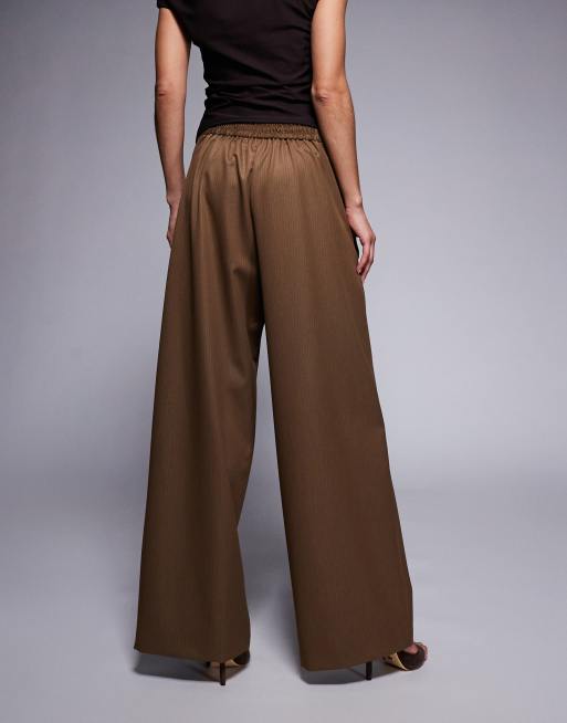 River Island – Elegante Hose in Braun mit Nadelstreifen und weitem Schnitt, 3 von 5
