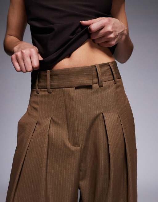 River Island – Elegante Hose in Braun mit Nadelstreifen und weitem Schnitt, 4 von 5