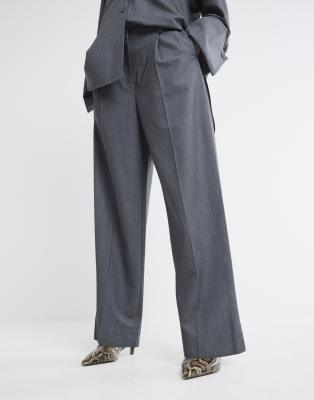 River Island - Elegante Hose in Grau mit weitem Bein, Kombiteil