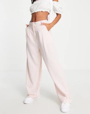 River Island - Elegante Hose in Hellrosa mit weitem Bein, Kombiteil