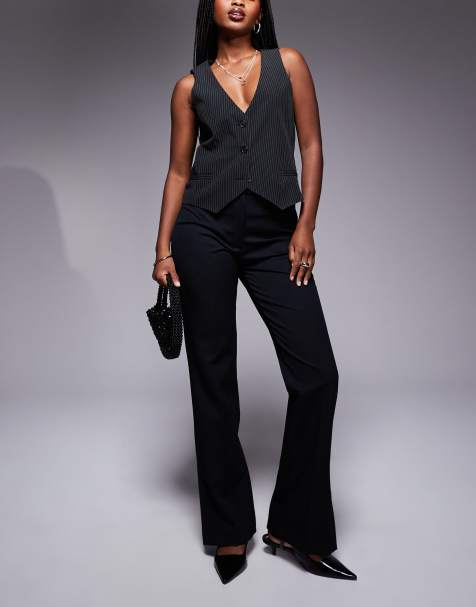 River Island – Elegante Hose in Schwarz mit Saumschlitz - view 1