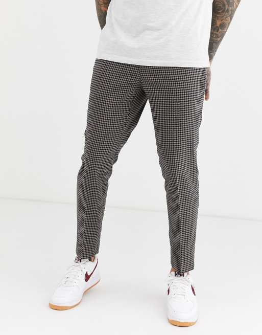 River Island – Elegante Hose mit braunem Heritage-Karomuster