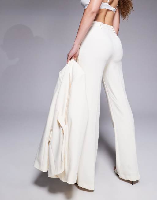 River Island - Elegante smalle flare broek in crème, deel van co-ord set, 3 van 5