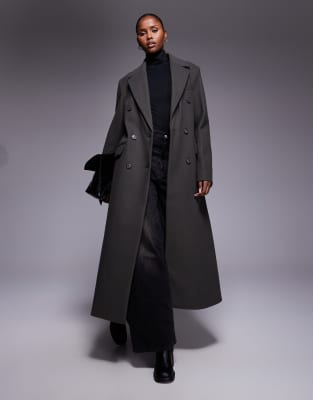 River Island - Eleganter, zweireihiger Mantel in Khaki-Grün