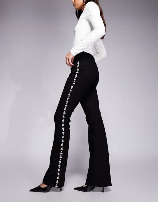 River Island embellished bootcut flared jeans in black, 2 of 5