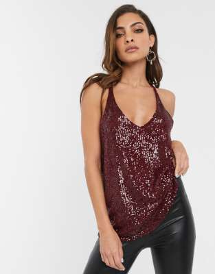 dark red cami top