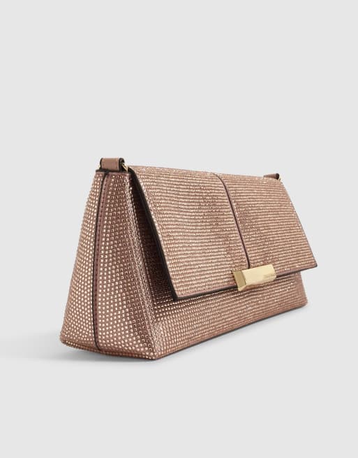 River Island Embellished flap over bag in pink, 3 of 4
